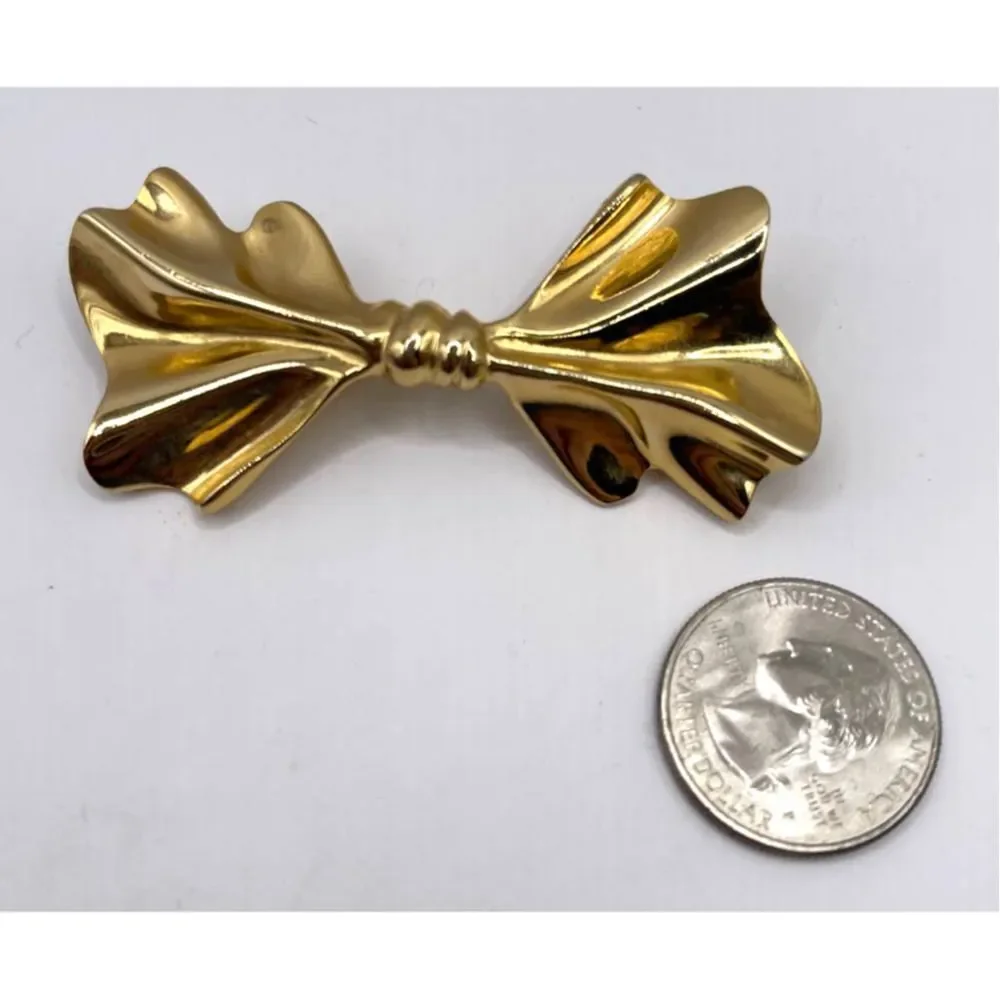 Vintage Accessocraft NYC Gold Tone Bow Brooch Pin‎